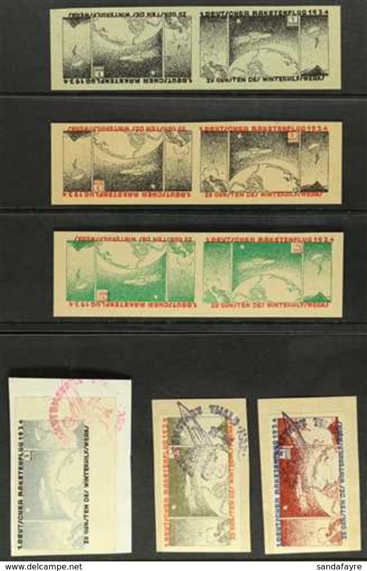 ROCKET FLIGHT LOCAL STAMPS 1934 ½m, 1m & 3m Horizontal Tete-beche Pairs, Unused No Gum, Plus ½m, 1m & 3m Different Colou - Other & Unclassified