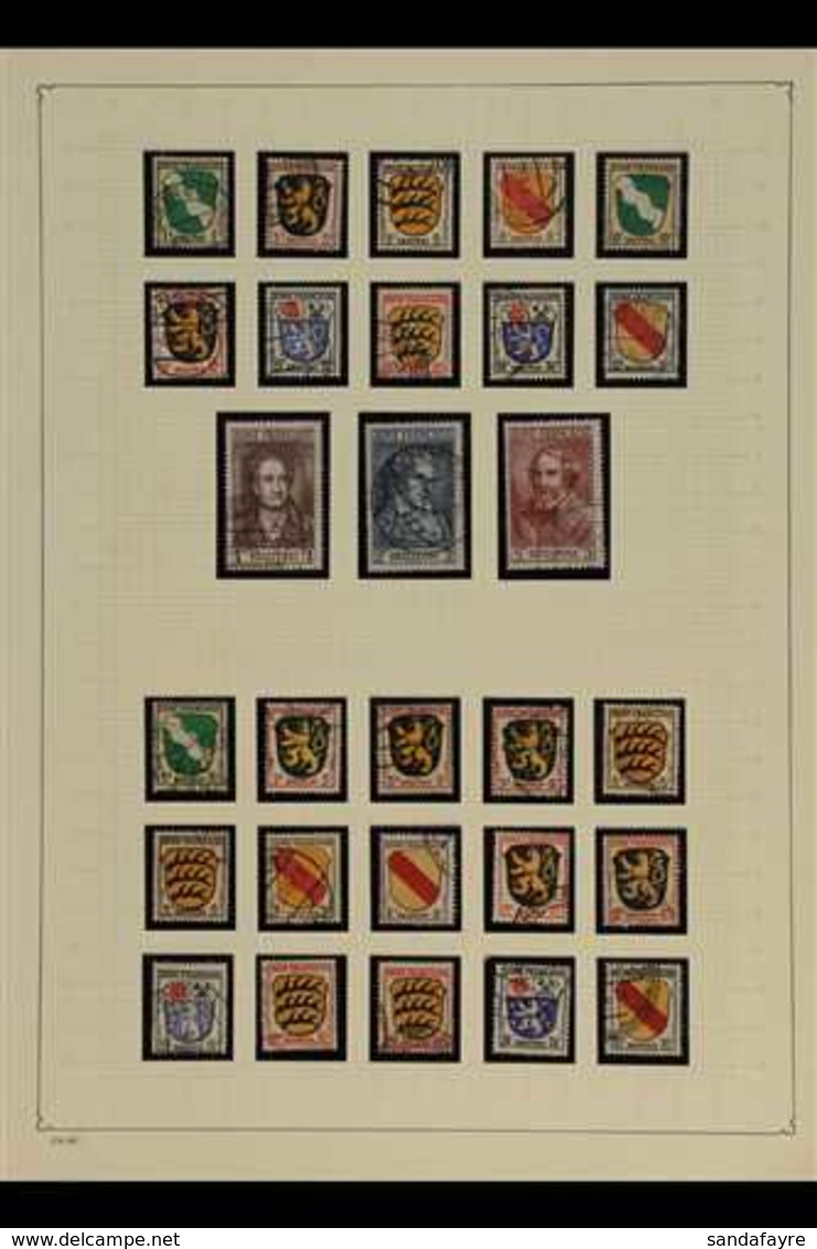 FRENCH ZONE 1945-1949 COMPREHENSIVE VERY FINE CDS USED COLLECTION In Hingeless Mounts On Leaves, Includes GENERAL ISSUES - Other & Unclassified