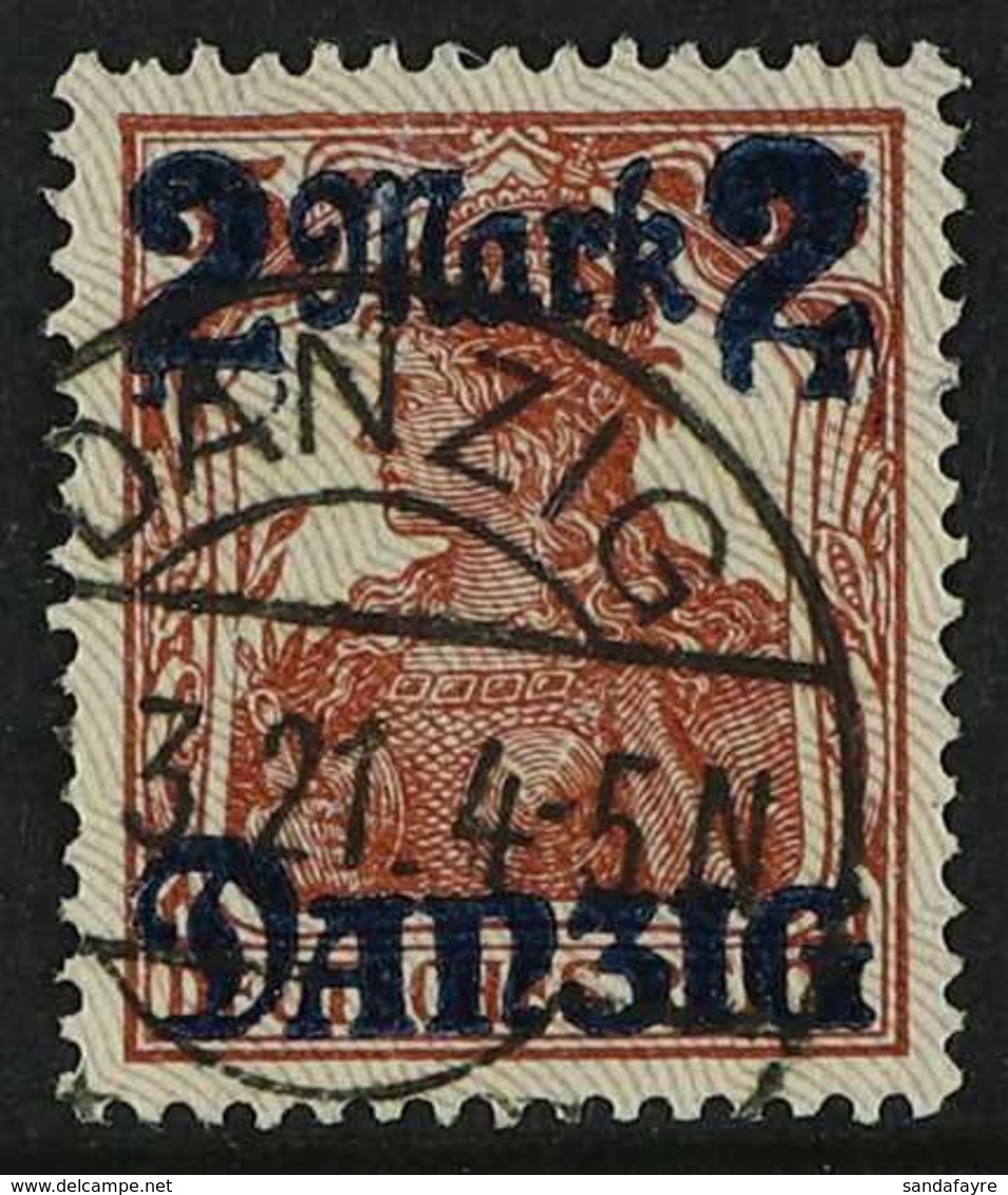 1920 (1 NOV) 2m On 35pf Red-brown With Burle Background With POINTS DOWNWARD TO THE LEFT, Michel 43 II, Very Fine Postal - Other & Unclassified