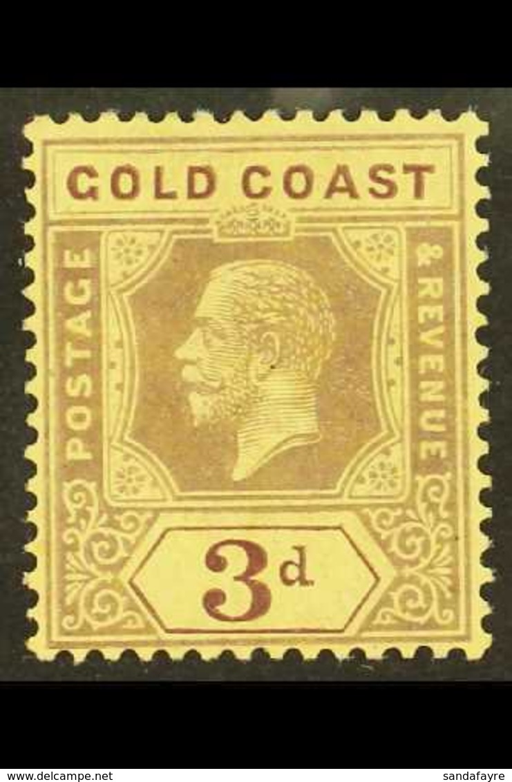 1913-21 KGV 3d Purple On Pale Yellow, Die II, SG 77e, Very Fine Mint. For More Images, Please Visit Http://www.sandafayr - Goudkust (...-1957)