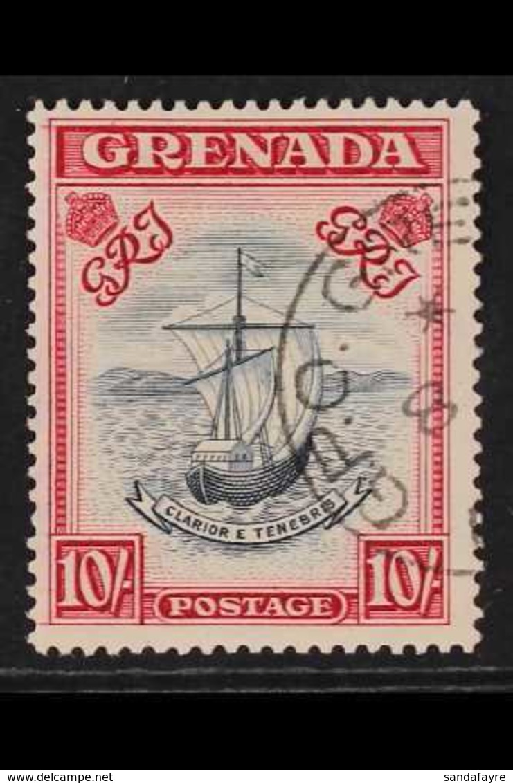 1938 10s Slate Blue And Bright Carmine, "Badge", SG 163b, Very Fine Used. RPS Cert. For More Images, Please Visit Http:/ - Grenada (...-1974)