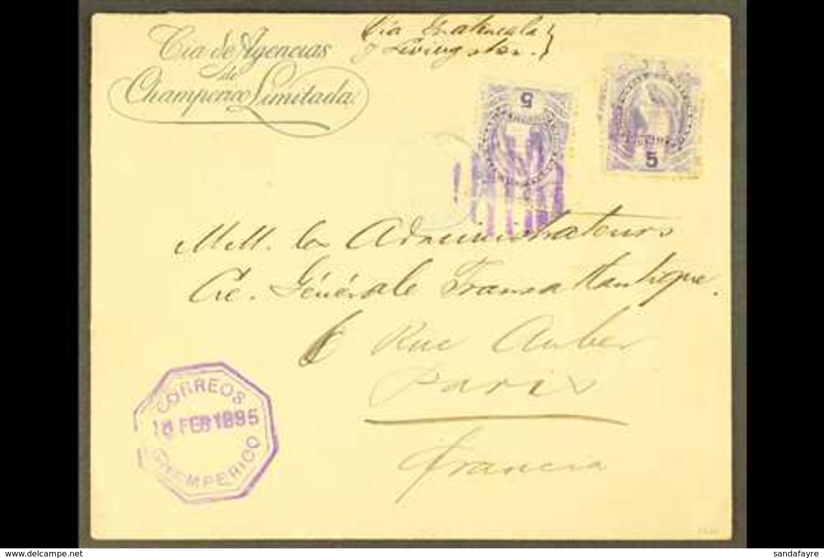1894-5 INTERESTING COVERS DUO.  Two Envelopes, Addressed To France & London; 1894 (12 Sept) 5c Stationery Env Uprated Wi - Guatemala