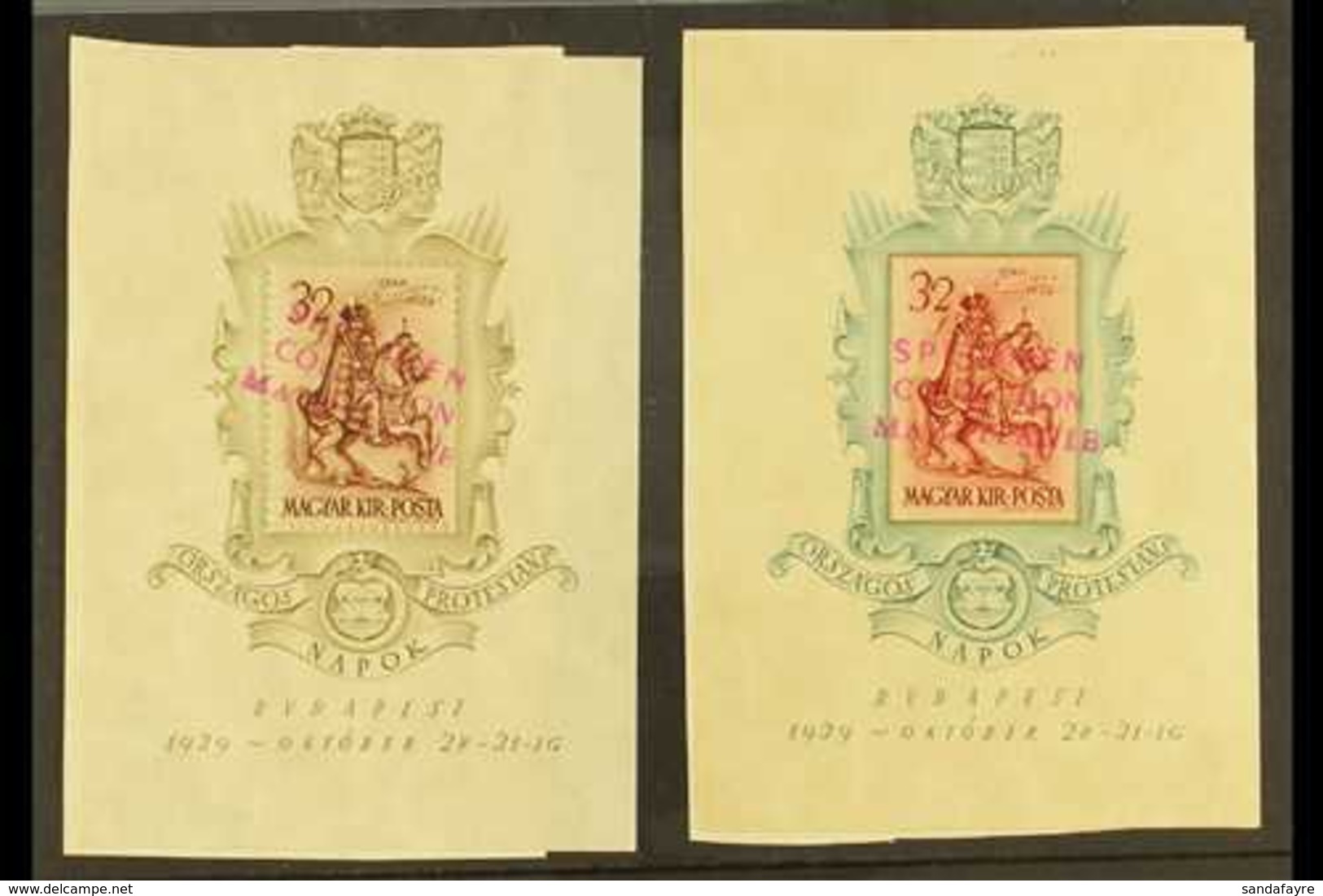 1939 ARCHIVE SPECIMENS 1939 32f National Protestant Day Both Perf And Imperf Miniature Sheets, Michel Blocks 5 And 6, Pa - Andere & Zonder Classificatie