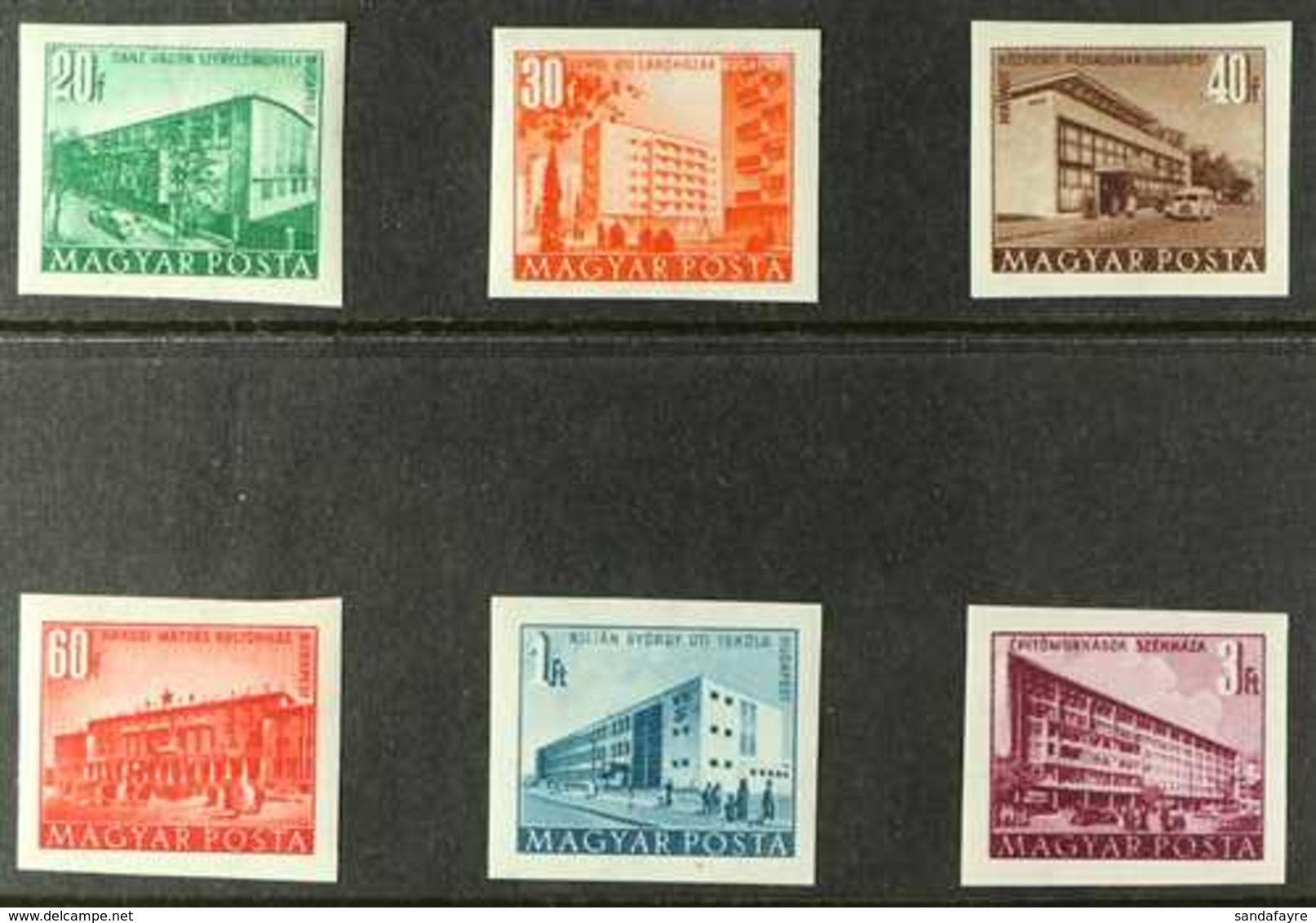 1951 Budapest Buildings Set, Scott 962/67, IMPERF, Never Hinged Mint. (6 Stamps) For More Images, Please Visit Http://ww - Andere & Zonder Classificatie