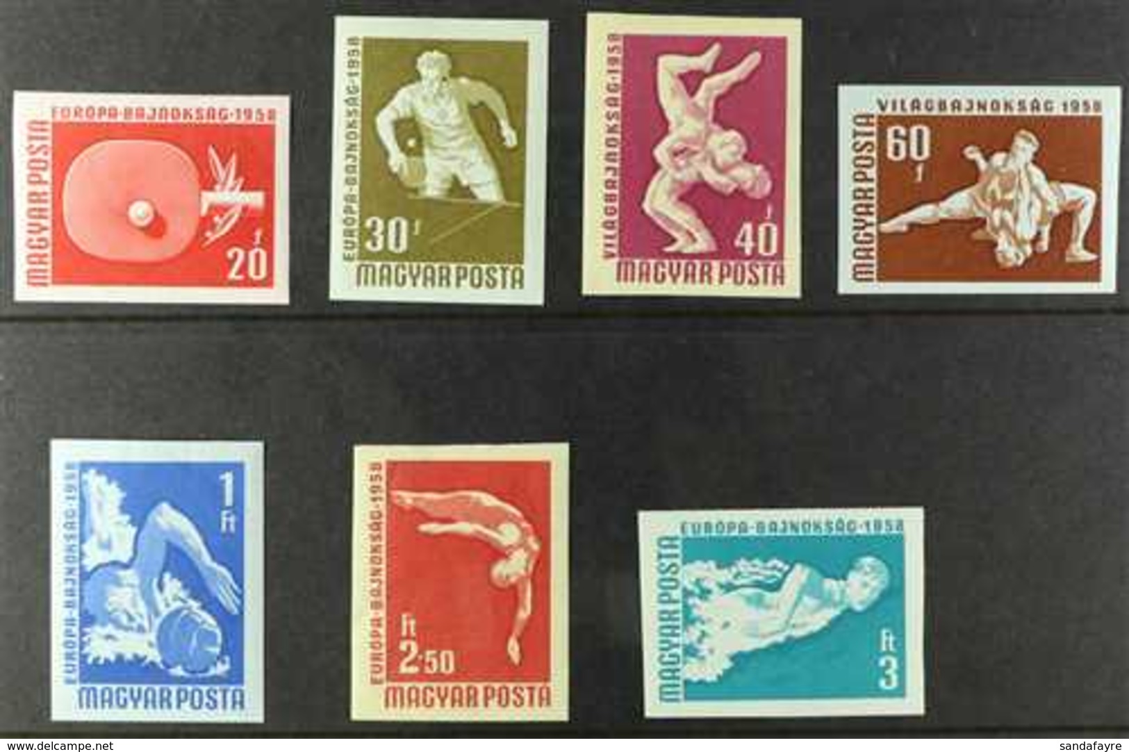 1958 Sports Complete Set IMPERF, Michel 1542B/48B, Never Hinged Mint. (7 Stamps)  For More Images, Please Visit Http://w - Andere & Zonder Classificatie