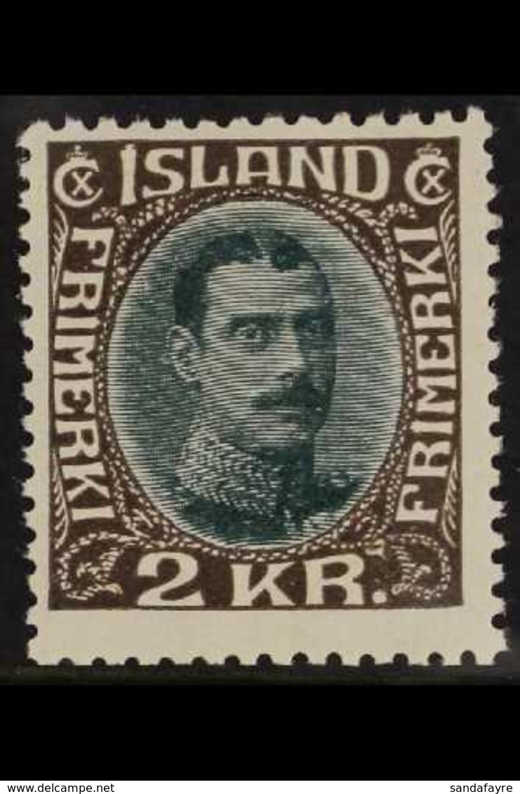 1931-37 2kr Myrtle & Sepia King Re-drawn (SG 192, Michel 166, Facit 156), Fine Mint, Fresh, Expertized Raybaudi. For Mor - Andere & Zonder Classificatie