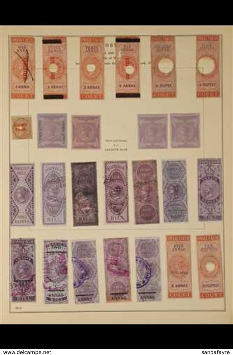 REVENUES 1860's-1910's Interesting Old Time Mostly Used Collection On Pages, Includes COURT FEES Many Overprints On Tall - Andere & Zonder Classificatie