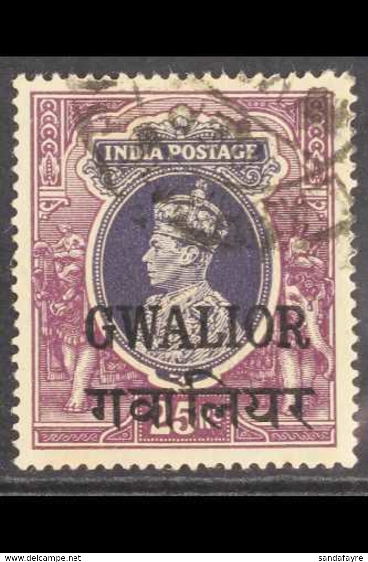 GWALIOR 1938-48 25r Slate Violet & Purple Opt'd "Gwalior", SG 117, Very Fine Used For More Images, Please Visit Http://w - Andere & Zonder Classificatie