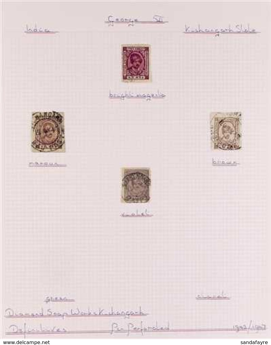 KISHANGARH 1943-47 (thick Soft Unsurfaced Paper) Set Of Nine To 8a Violet (SG 81/89), Plus Additional Shades Of The ½a D - Andere & Zonder Classificatie