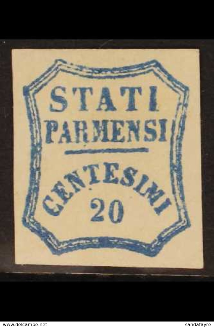PARMA PROVISIONAL GOVERNMENT 1859 20c Blue (Sassone 15, SG 31), Fine Mint Large Part Og, Four Good To Large Margins, Ver - Zonder Classificatie