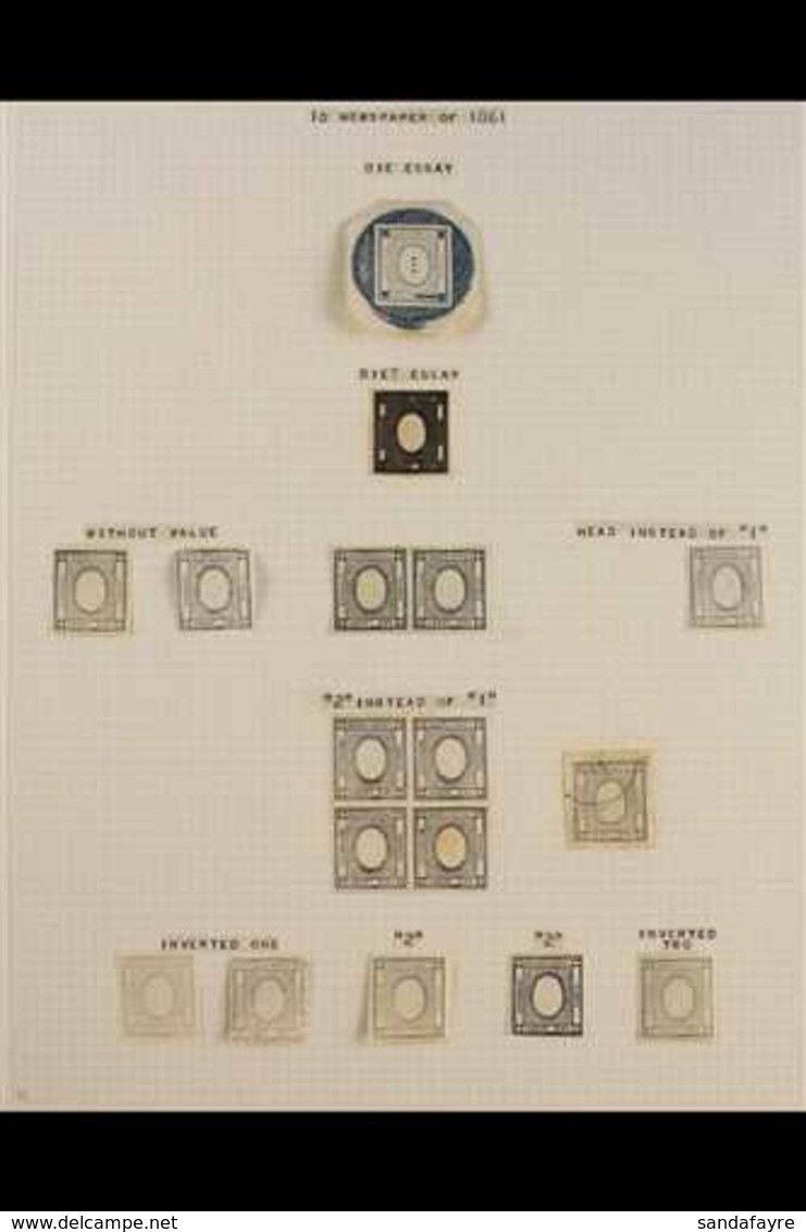 1861/2 NEWSPAPER STAMPS SPECIALISED COLLECTION Exhibition Collection Written Up On Pages With 1c Die Proofs In Blue And  - Unclassified