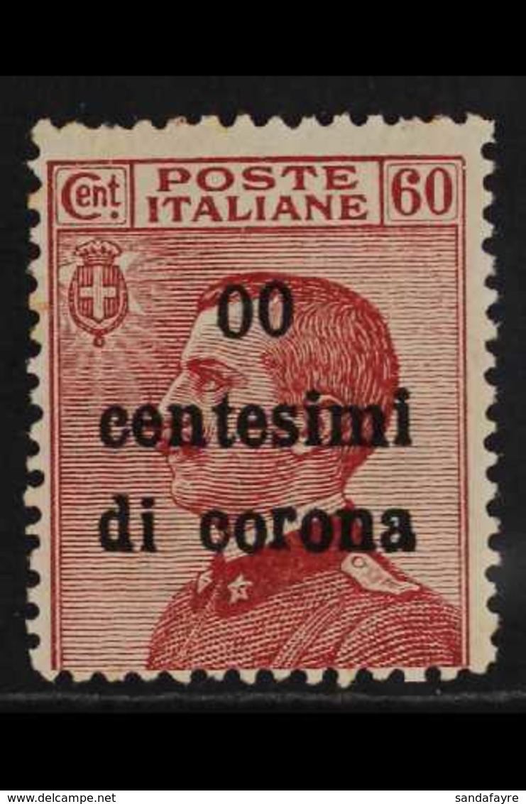 TRENTO & TRIESTE 1919 60c On 60c, Variety "00" For "60", Sass 10L, Mint. Sass €400 For More Images, Please Visit Http:// - Zonder Classificatie