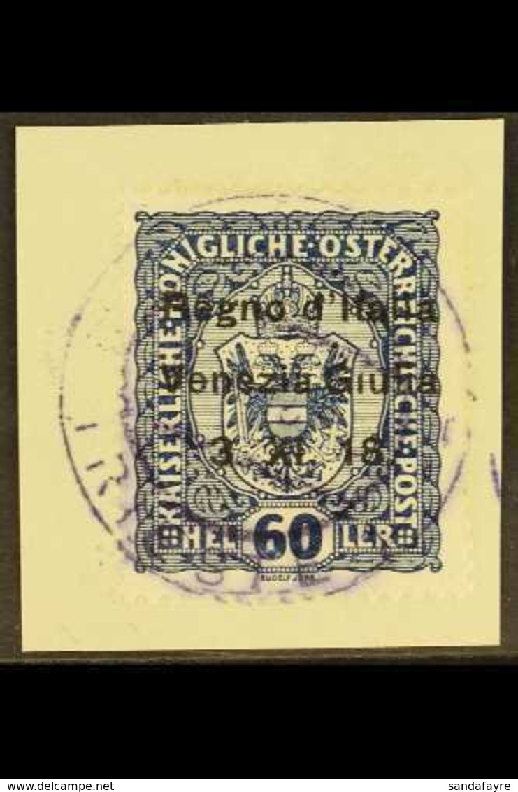 VENEZIA GIULIA 1918 60h, No Dot Over First "i" In "GIULIA" VARIETY, Sassone 12l, Very Fine Used On Piece. For More Image - Zonder Classificatie