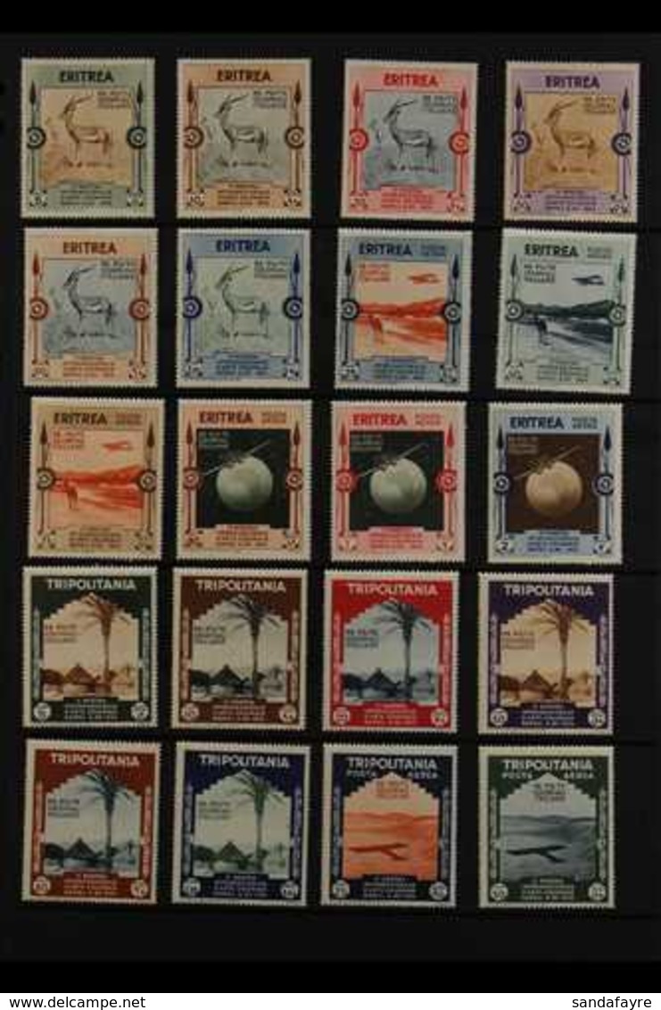 1934 INTERNATIONAL COLONIAL EXHIBITION OMNIBUS Postage And Air Complete Sets Of Twelve Stamps For CYRENAICA, ERITREA, SO - Other & Unclassified