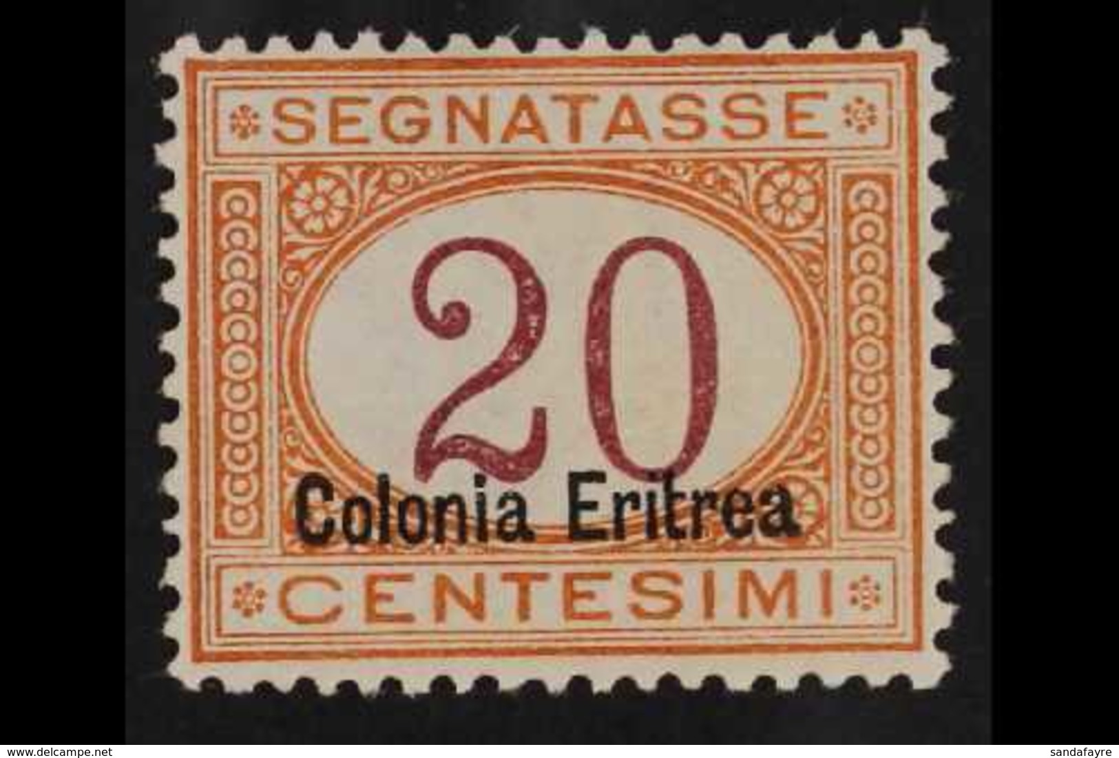 ERITREA POSTAGE DUE 1920-26 (overprint At Base) 20c Magenta And Orange (Sass 16, Mi 3 II, SG D55), Well Centred, Very Fi - Autres & Non Classés