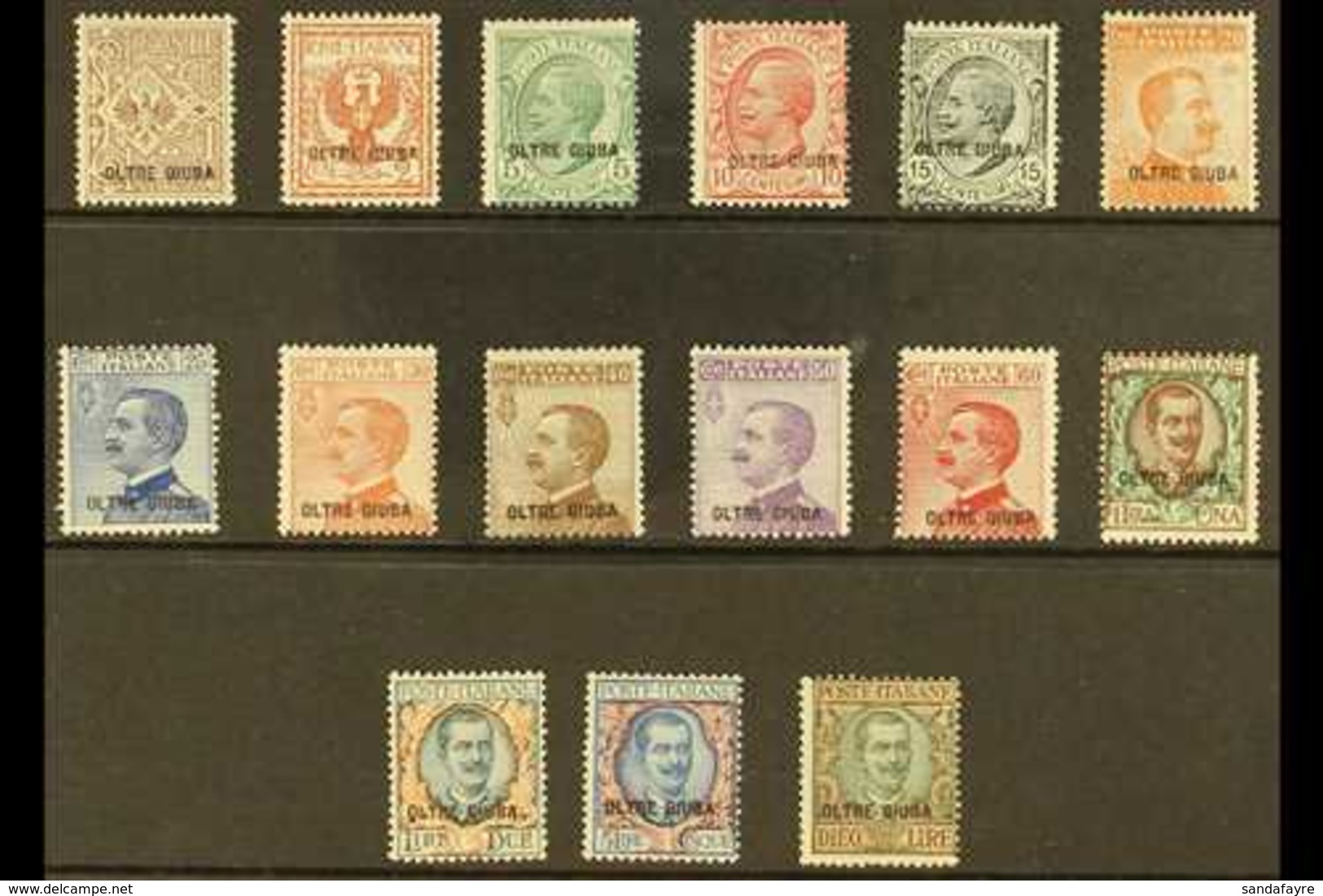 JUBALAND 1925 "OLTRE GIUBA" Overprints Complete Set (Sassone 1/15, SG 1/15), Fine Mint, Very Fresh. (15 Stamps) For More - Other & Unclassified