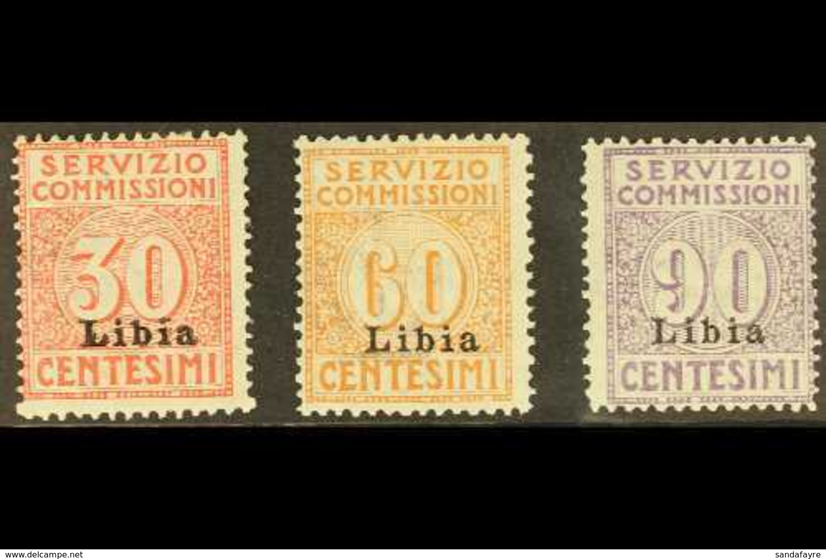 LIBYA SERVIZIO COMMISSIONI 1915 Overprints Complete Set, Sassone 1/3, Fine Mint. (3 Stamps) For More Images, Please Visi - Andere & Zonder Classificatie