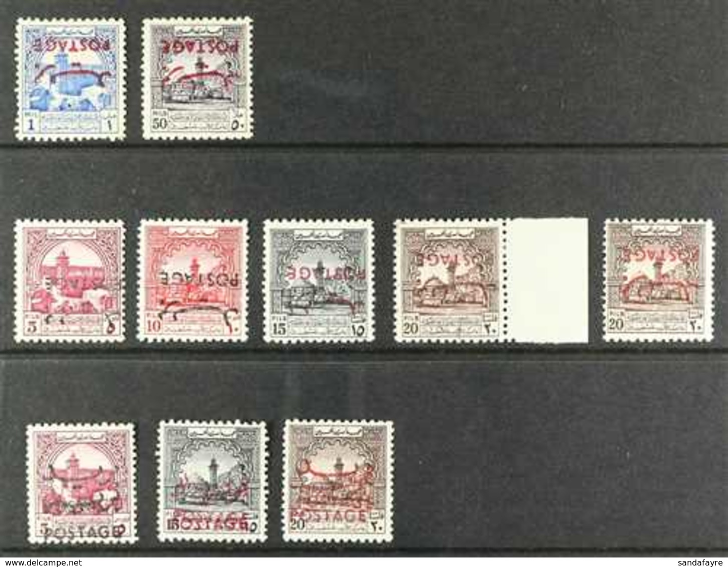 1953-56 "POSTAGE" OVERPRINT VARIETIES. All Different Fine Mint Group Of Obligatory Tax Stamps With "POSTAGE Overprints D - Jordanië
