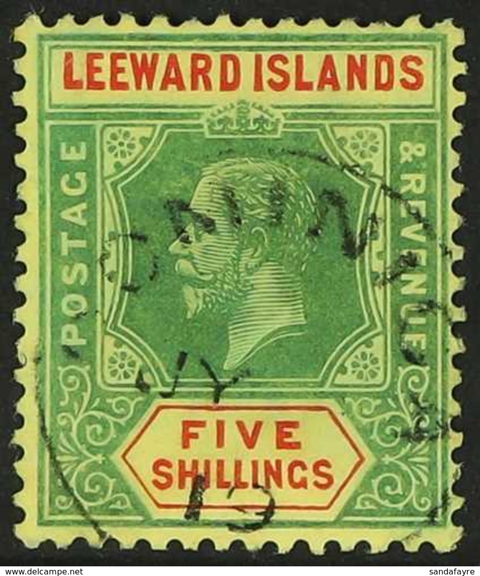 1912-22 5s Green And Red On Lemon, SG 57b, Neat Upright Dominica 1919 Thimble Cds. For More Images, Please Visit Http:// - Leeward  Islands