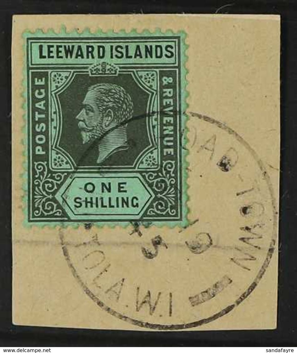 1931-32 1s Black On Emerald, Die 1, SG 87, On A Piece With Neat Road Town Tortola cds. For More Images, Please Visit Htt - Leeward  Islands