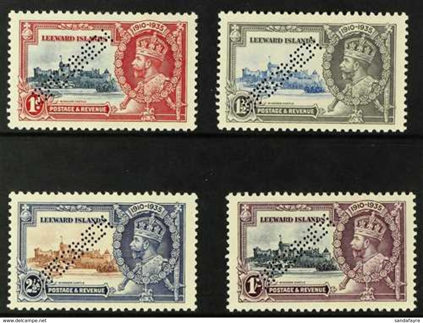 1935 Silver Jubilee Set, Perf. "SPECIMEN", SG 88/91s, Never Hinged Mint With Slight Gum Toning. (4 Stamps) For More Imag - Leeward  Islands