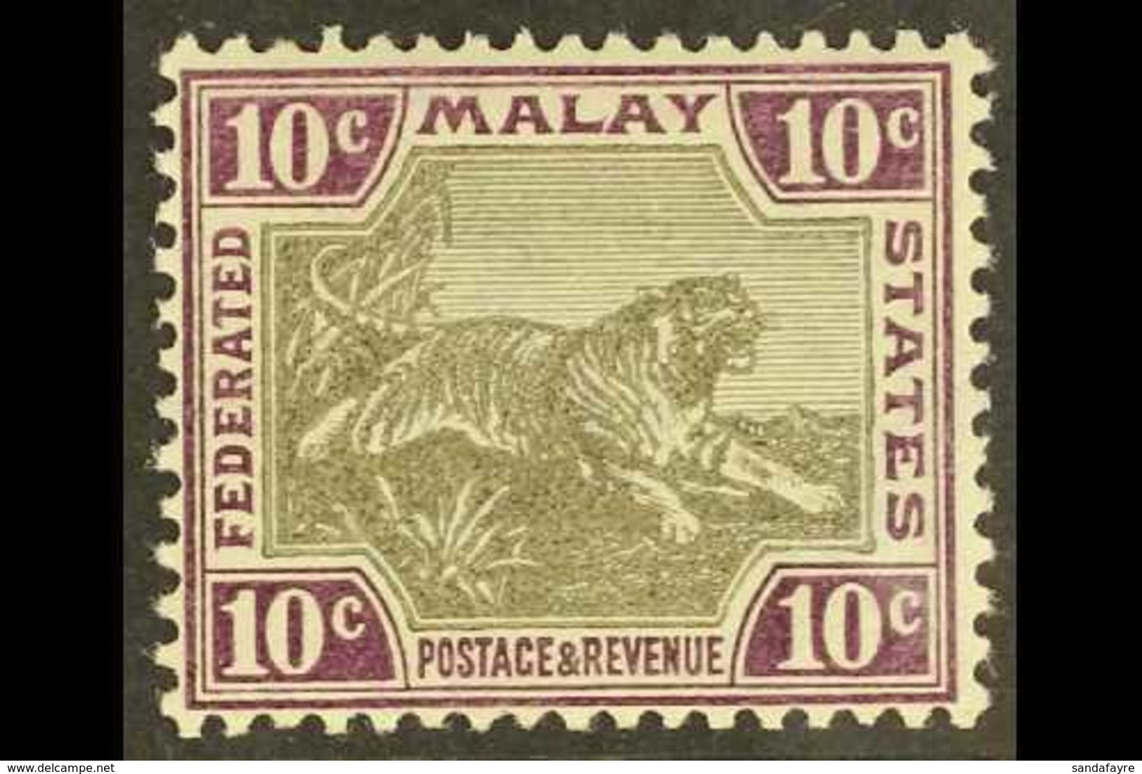 FEDERATED MALAY STATES 1900-01 10c Grey-brown And Purple, SG 20d, Very Fine Mint. For More Images, Please Visit Http://w - Andere & Zonder Classificatie