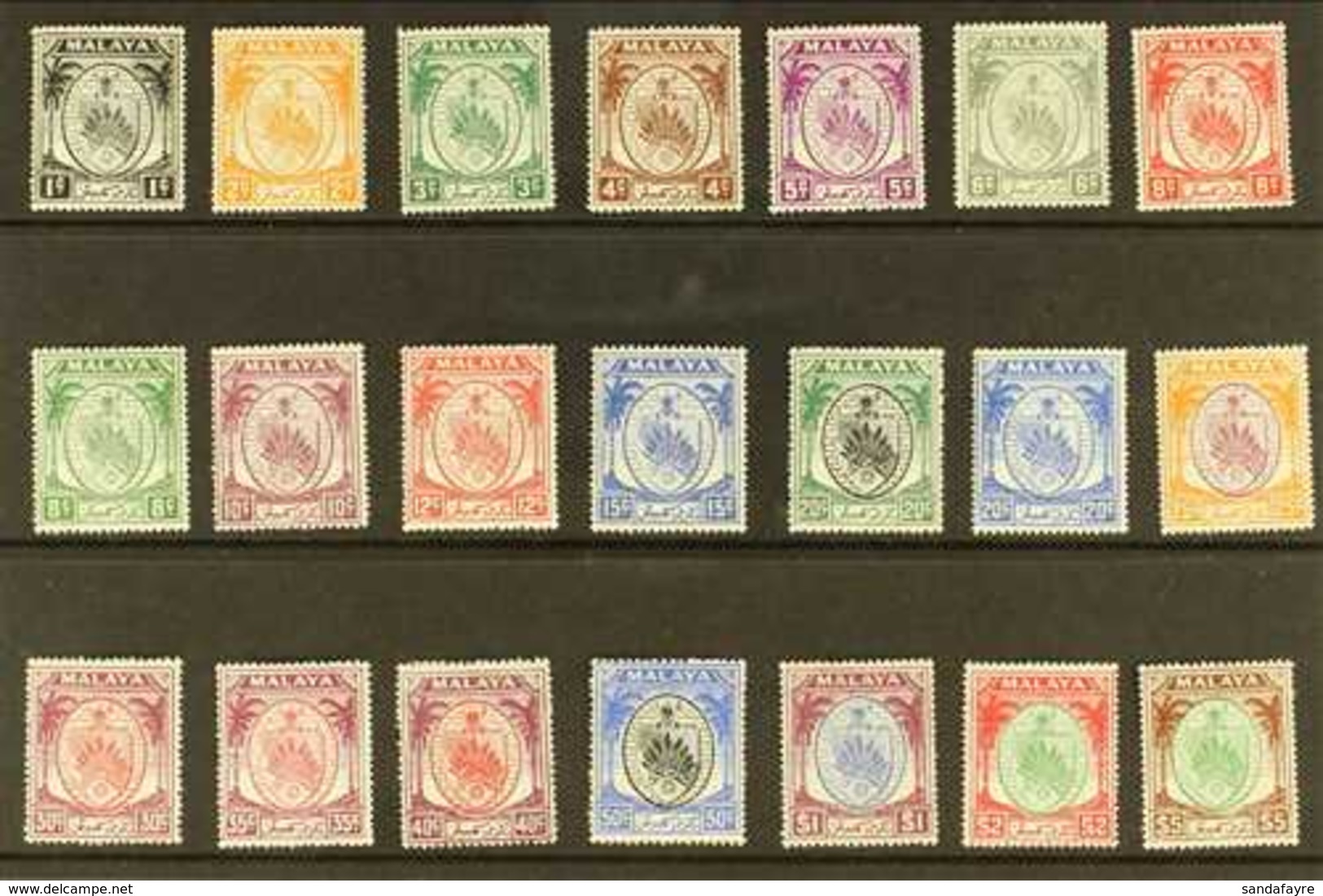 NEGRI SEMBILAN 1949-55 Definitives, Complete Set, SG 42/62, Never Hinged Mint (21 Stamps). For More Images, Please Visit - Andere & Zonder Classificatie