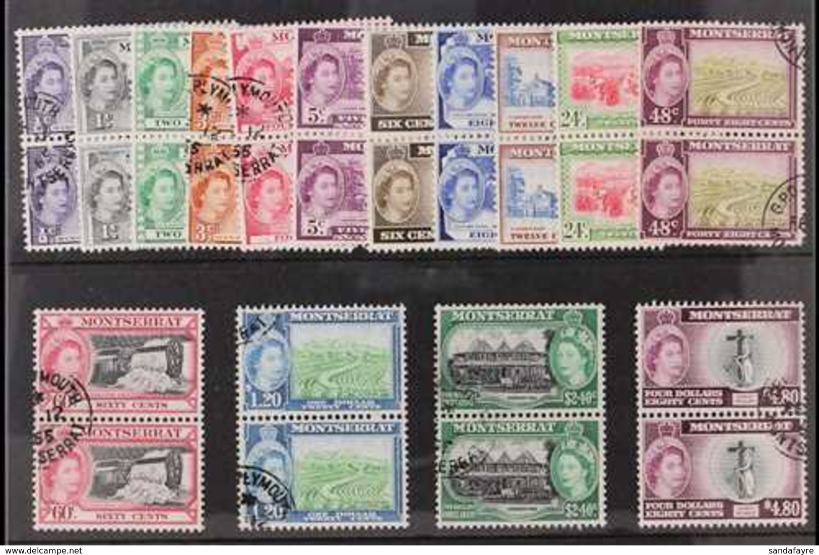 1953-62 Definitives Set, SG 136b/49a, In Vertical Pairs, Very Fine Used. (15 Pairs) For More Images, Please Visit Http:/ - Montserrat
