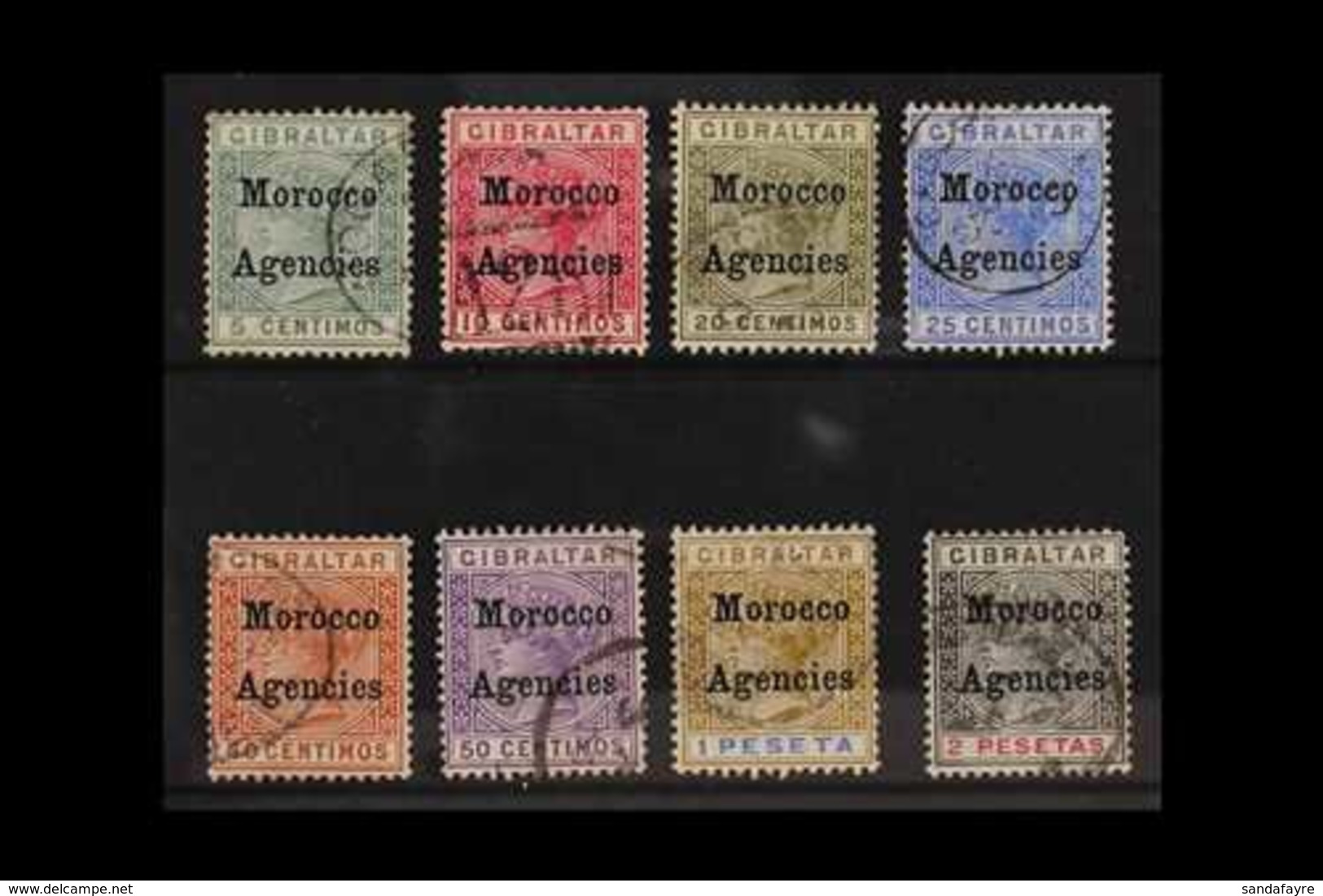 1899 Overprints On Gibraltar Complete Set, SG 9/16, Fine Used. (8 Stamps) For More Images, Please Visit Http://www.sanda - Andere & Zonder Classificatie