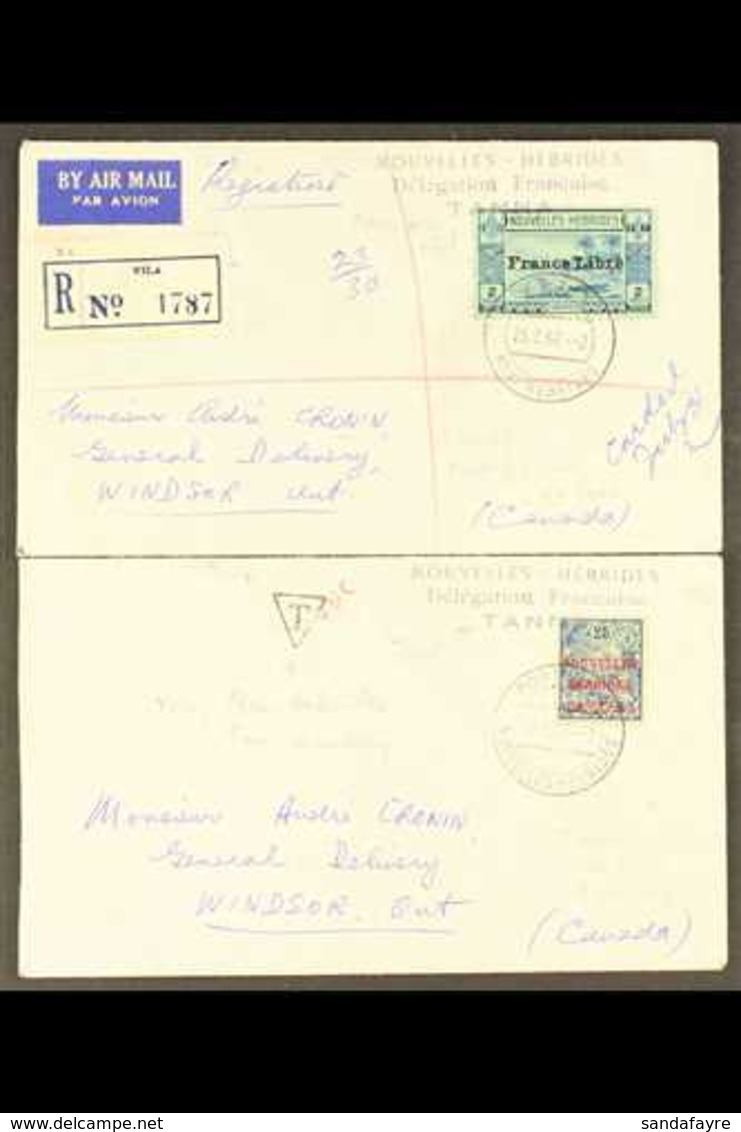 FRENCH - TANNA POSTAL AGENCY 1962 (July) Pair Of Envelopes (one Registered) To Canada, Bearing 191910-11 25c Or 1941 2f, - Andere & Zonder Classificatie