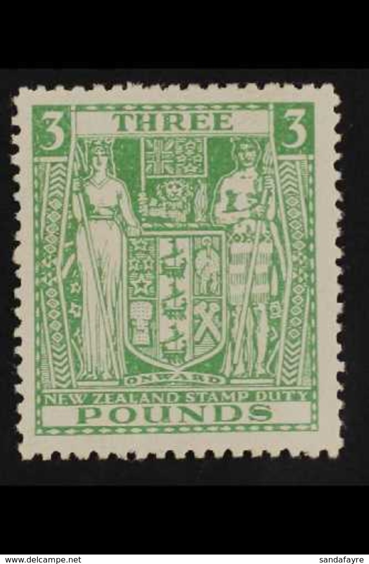 POSTAL FISCAL 1940-58. £3 Green, Inverted Wmk, SG 208w, Fine Mint. For More Images, Please Visit Http://www.sandafayre.c - Andere & Zonder Classificatie