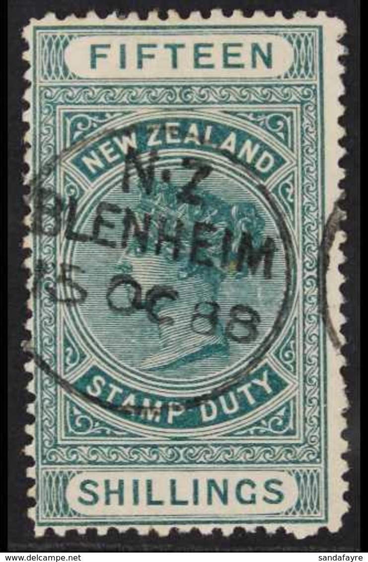 POSTAL FISCAL 1882-1930. 15s Green, Perf 12½, SG F32, Fine Used With Upright "Blenheim" 1888 Cds. Lovely For More Images - Andere & Zonder Classificatie