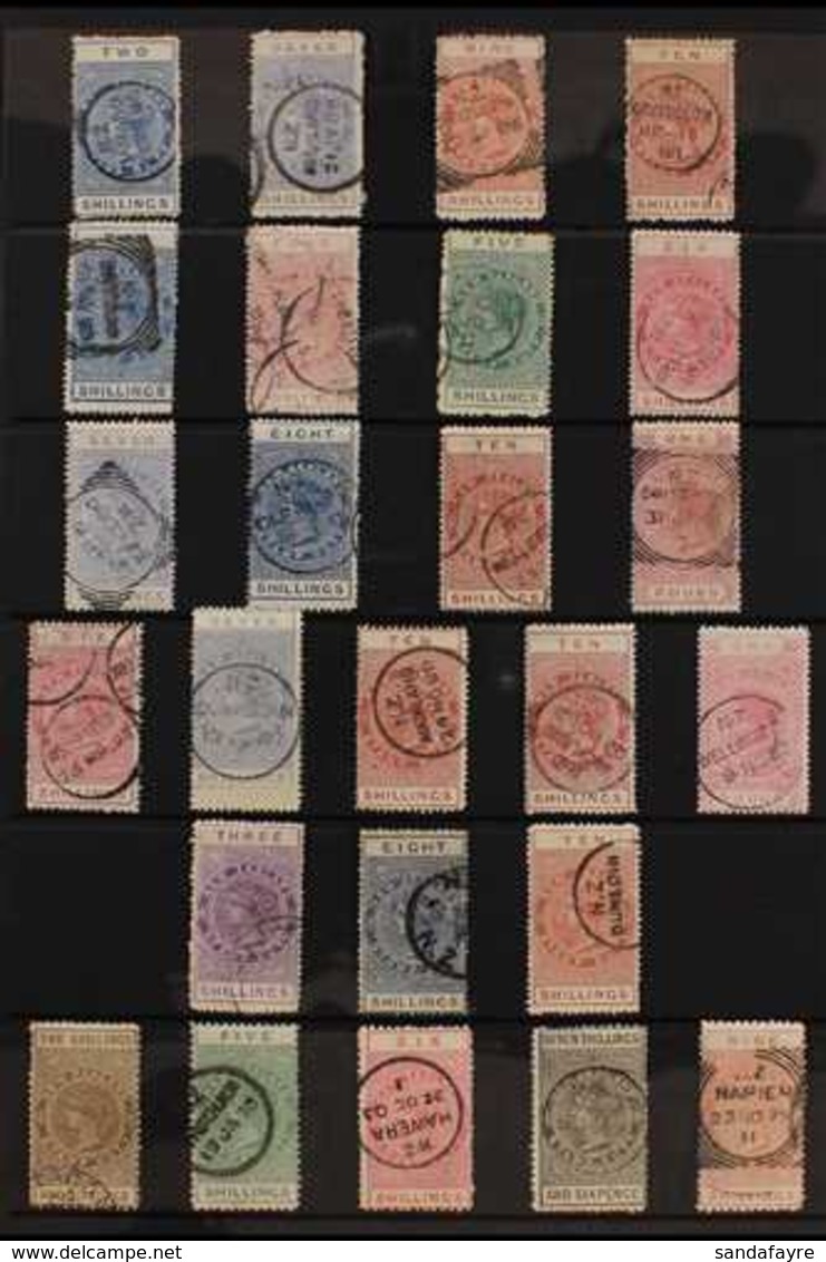 POSTAL FISCALS 1882-1901 USED COLLECTION Presented On Stock Page That Includes 1882 Perf 12 2s Blue (SG F9), 7s Ultramar - Other & Unclassified