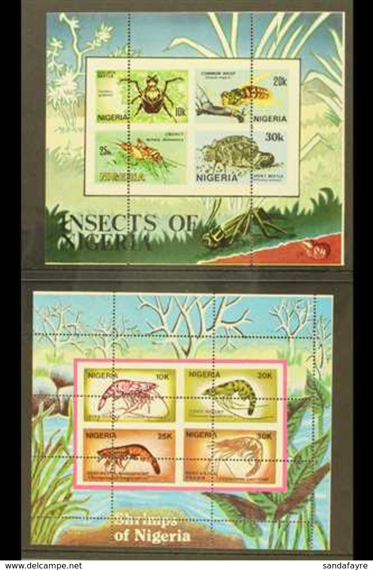 1986-88 SPECTACULAR MISPERFORATION A Lovely Brace Of Misperf Mini Sheets. 1986 Insects (SG MS 532) With Two Vertical Lin - Nigeria (...-1960)