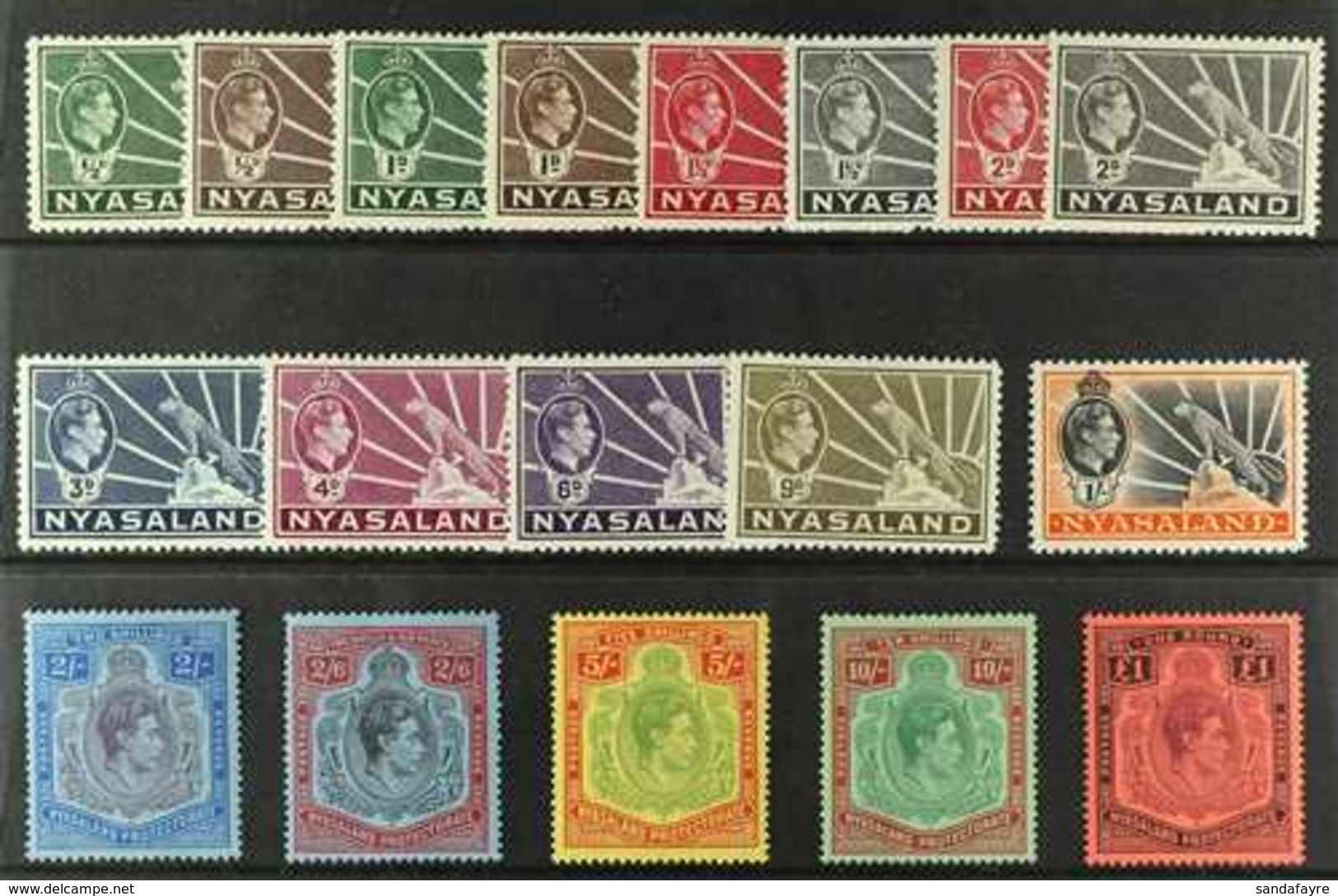 1938-44 KGVI Definitive Set, SG 130/43, Very Fine Lightly Hinged Mint (18 Stamps) For More Images, Please Visit Http://w - Nyassaland (1907-1953)