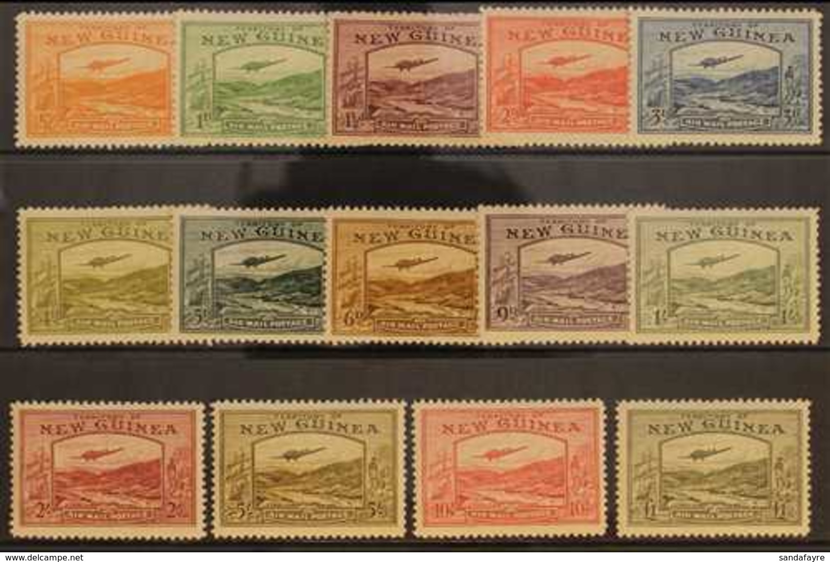 1939 Bulolo Goldfields "Airmail" Postage Set, SG 212/25, Very Fine Mint, Lightly Hinged Only (14 Stamps). For More Image - Papúa Nueva Guinea