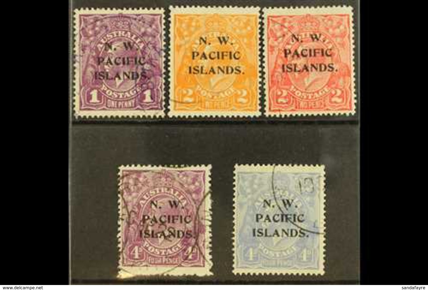 NWPI 1918-23 Heads Watermark Type W5 Overprints Complete Set, SG 120/24, Very Fine Used, Fresh. (5 Stamps) For More Imag - Papoea-Nieuw-Guinea