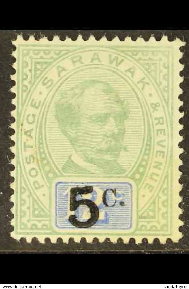 1889-92 5c On 12c Green And Blue With Stop, SG 26, Mint With Good Colour And Large Part Gum, Small Toned Area To Gum. Fo - Sarawak (...-1963)