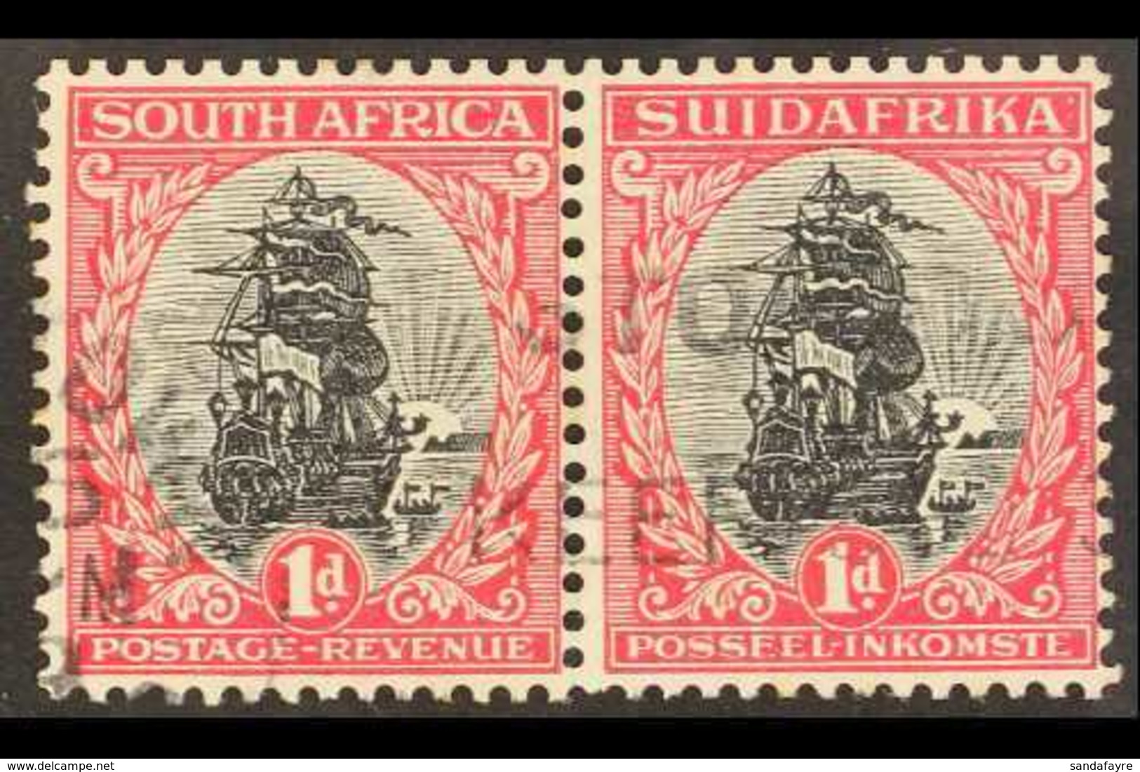 1926-27 1d Black And Carmine, Perf 13½ X 14, Wmk Upright (ex 1927 Booklet), SG 31e, Fine Used Horizontal Pair. For More  - Zonder Classificatie