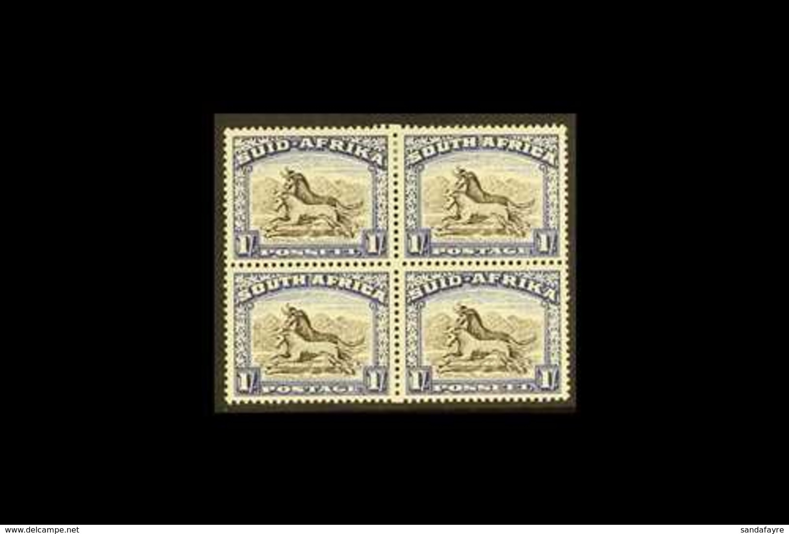 1947-54 1s Blackish Brown & Ultramarine, Issue 5, MISSING PERF HOLE At Centre Of Block Of 4, Union Handbook V4, SG 120a, - Zonder Classificatie