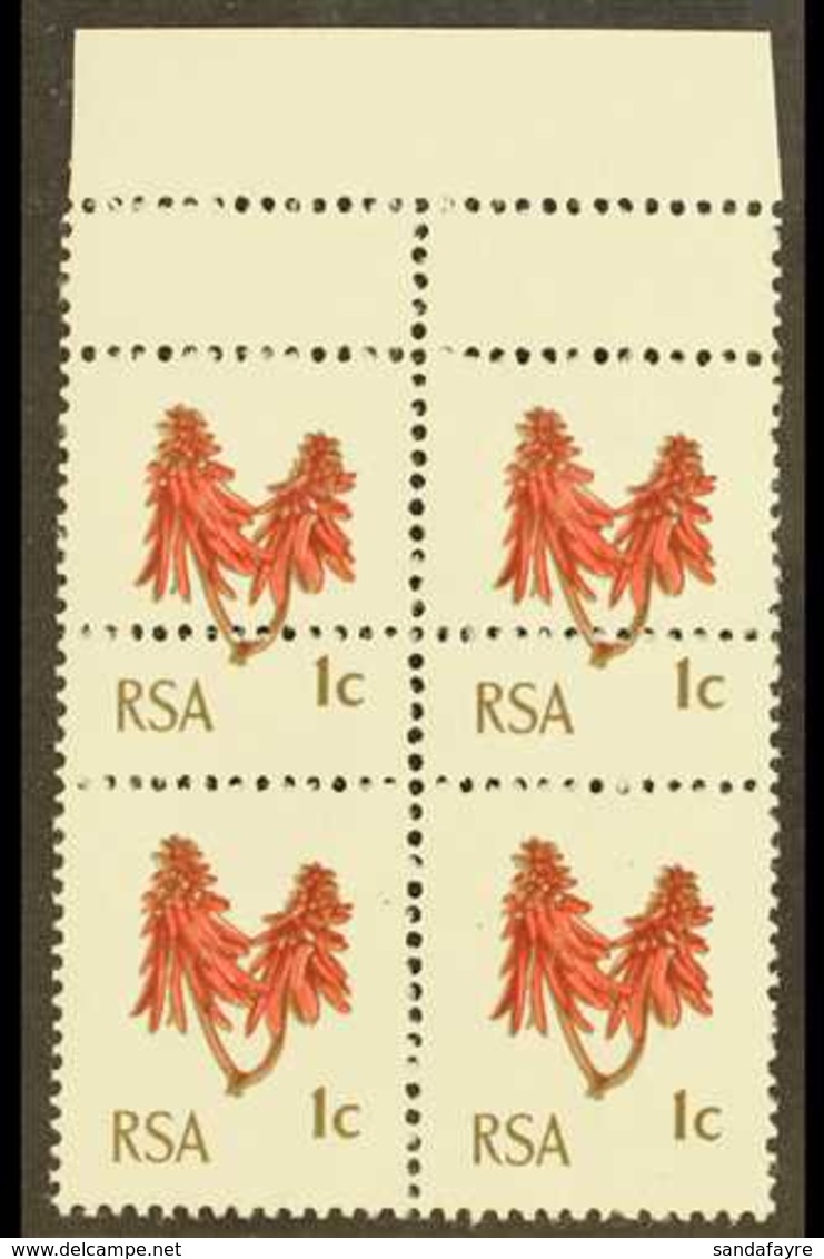 RSA VARIETY 1969 1c Rose-red & Olive-brown, Block Of 4 With EXTRA STRIKE OF COMB PERFORATOR, SG 277, Never Hinged Mint.  - Zonder Classificatie