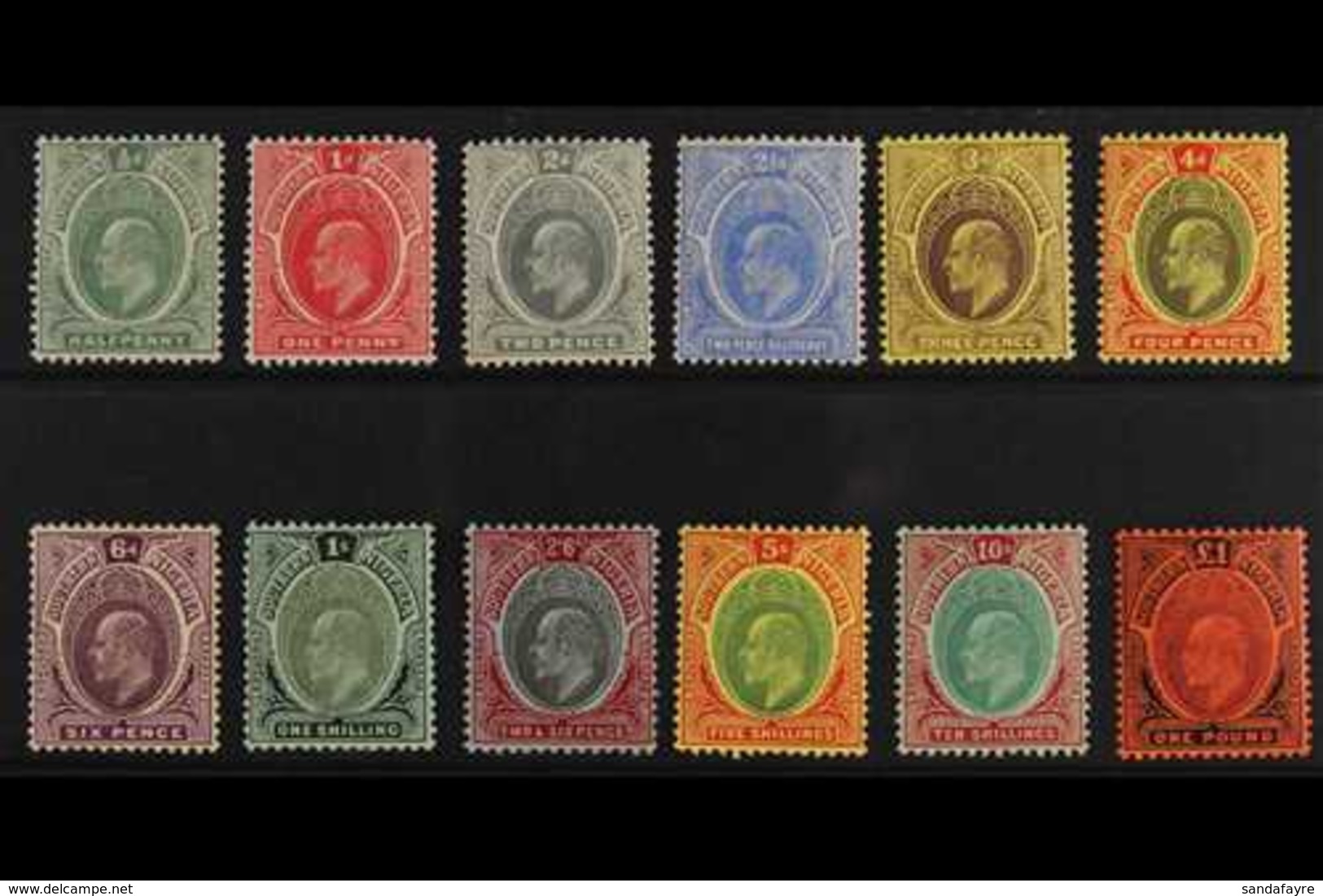 1907 - 11 Ed VII Set To £1 Complete, SG 33/44, Very Fine Mint. (12 Stamps) For More Images, Please Visit Http://www.sand - Nigeria (...-1960)