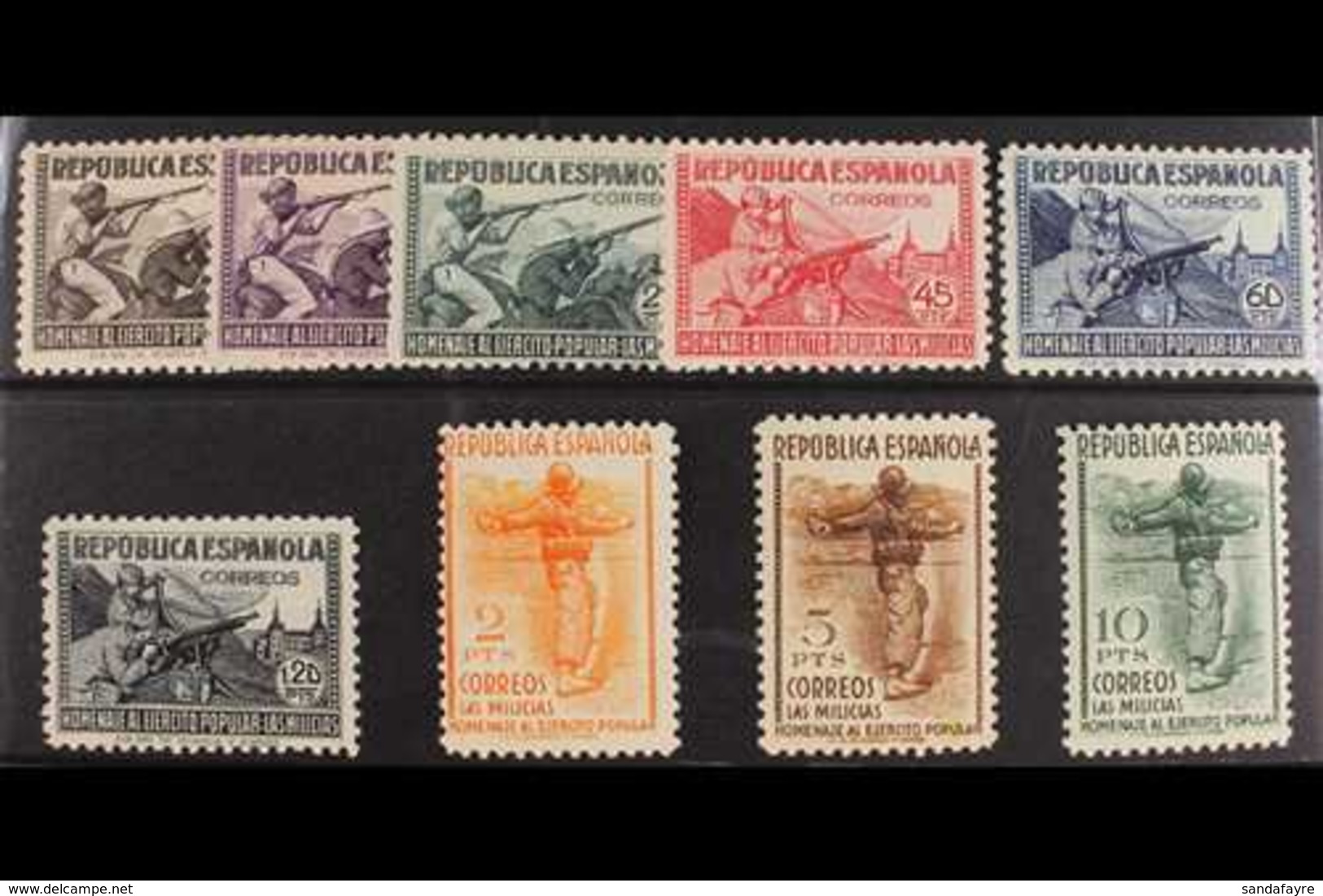 1938 Honouring The Militia Complete Set (Edifil 792/800, Scott 606/14, SG 861b/j), Very Fine Mint. Fresh And Attractive. - Andere & Zonder Classificatie