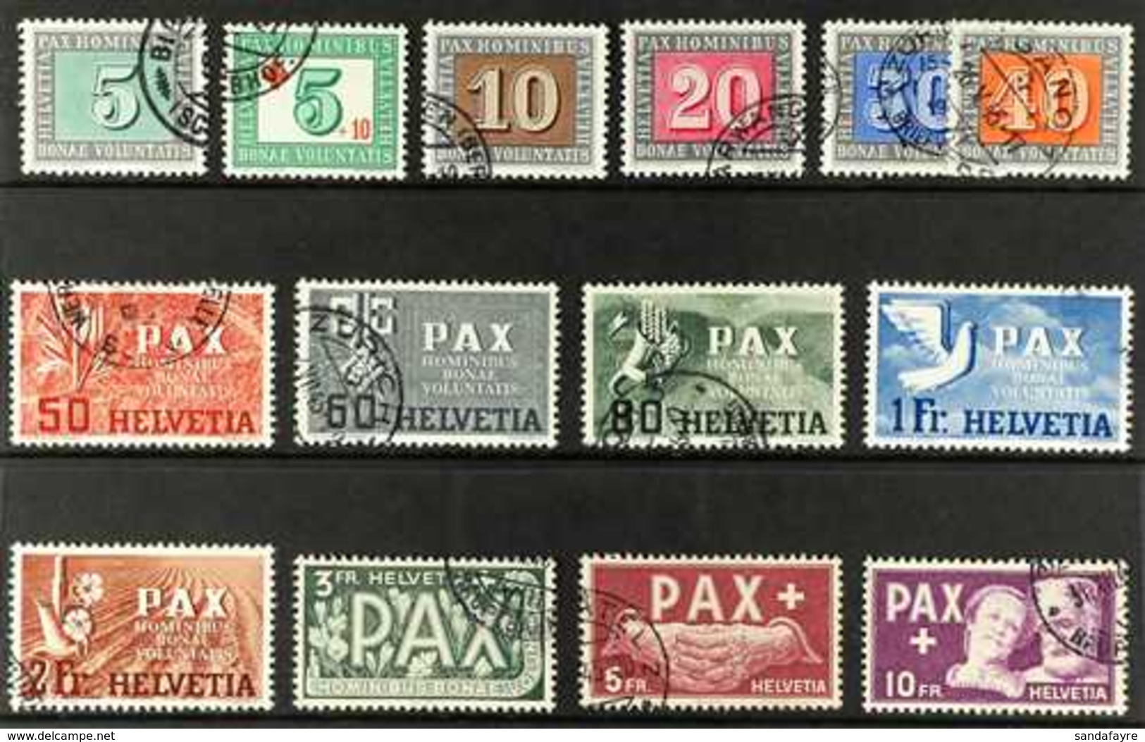 1945 PAX Set Complete, SG 447/459, Very Fine Used. Cat £1200 (13 Stamps) For More Images, Please Visit Http://www.sandaf - Andere & Zonder Classificatie