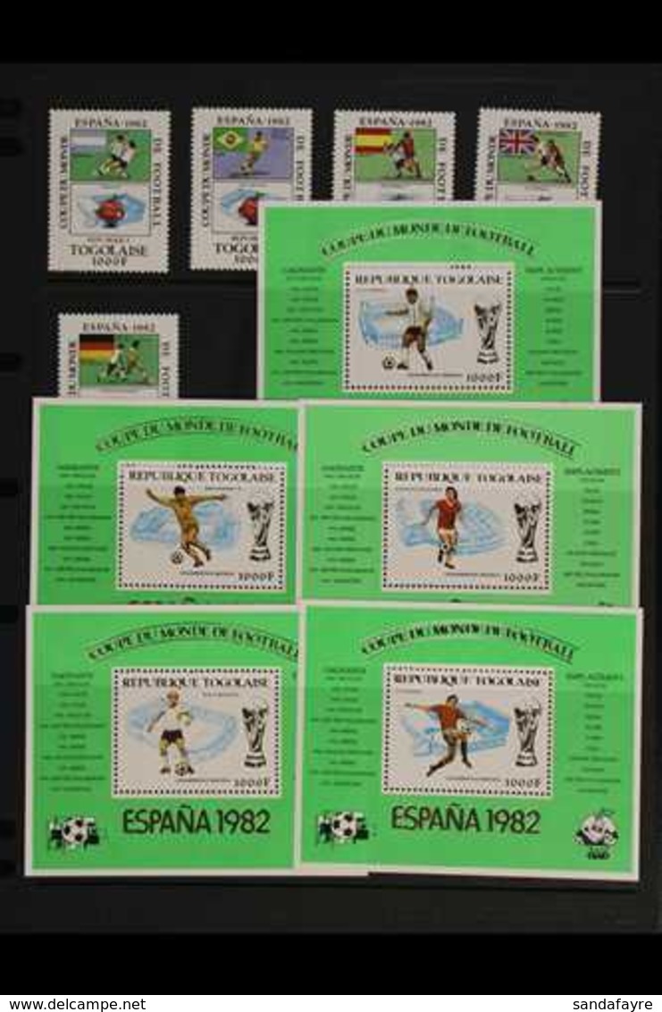 1981 FOOTBALL WORLD CUP "ESPANA 1982" Complete Set Of 1000f Stamps And Miniature Sheets, Yvert 1051/55 And Blocs 154/58, - Andere & Zonder Classificatie