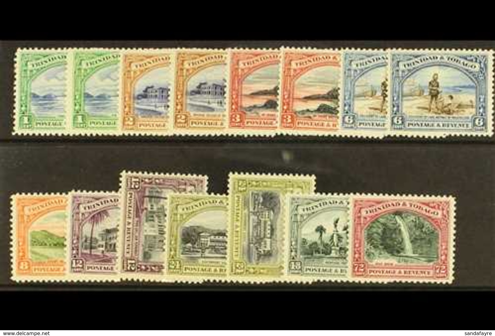 1935-37 Pictorial Set, SG 230/238, Plus Perf. 12½ Set, All But The Latter 12c And 24c Are Never Hinged Mint. (15 Stamps) - Trinidad En Tobago (...-1961)