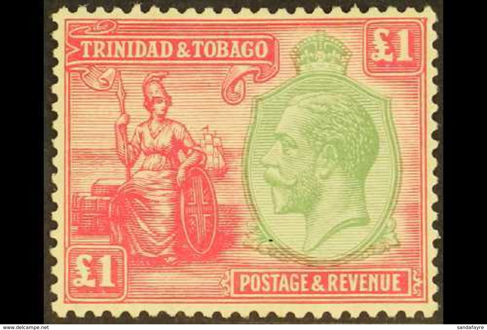 1922-28 £1 Green And Bright Rose, SG 229, Mint Lightly Hinged. For More Images, Please Visit Http://www.sandafayre.com/i - Trinidad En Tobago (...-1961)