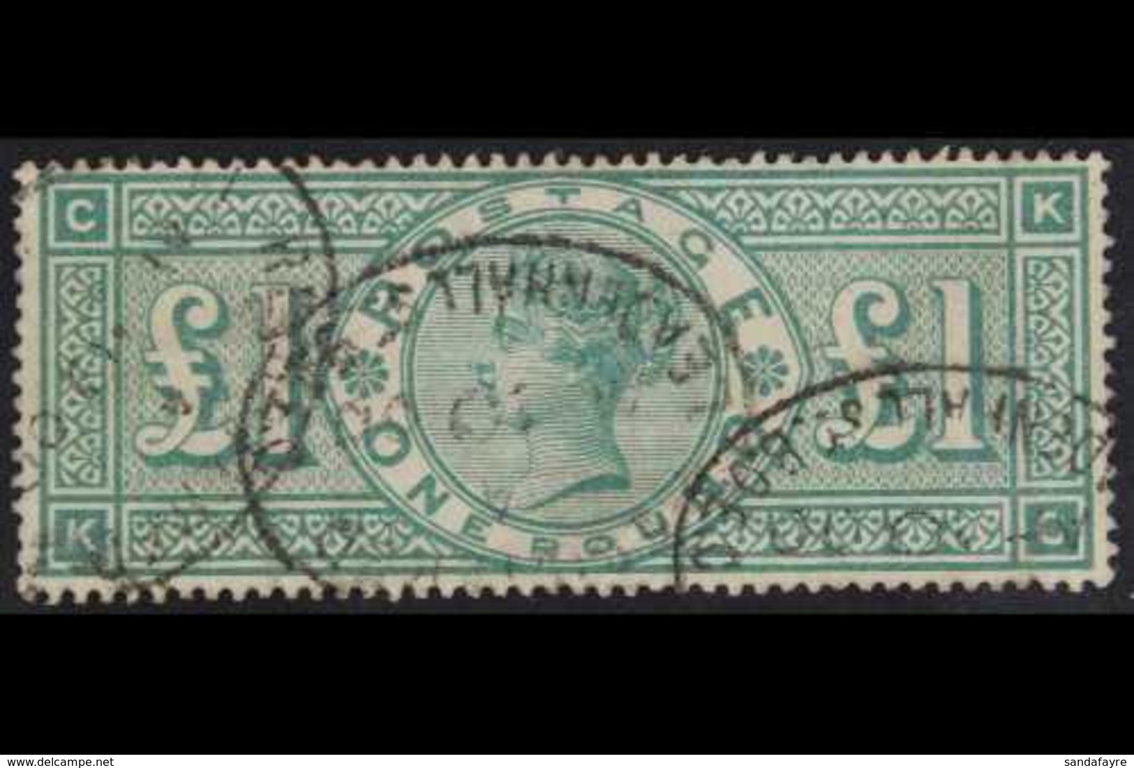 1887-92 £1 Green, SG 212, Fine Used With Crisp Registered Oval Pmks. Cat £800 For More Images, Please Visit Http://www.s - Andere & Zonder Classificatie