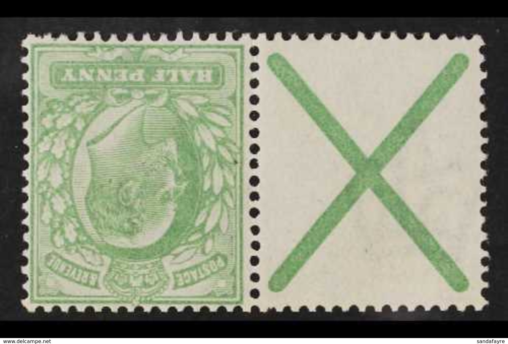 1902-10 ½d Yellowish-green, Watermark Inverted, In A Horizontal Pair With St Andrews Cross, SG 218aw, Part Of The Bookle - Zonder Classificatie