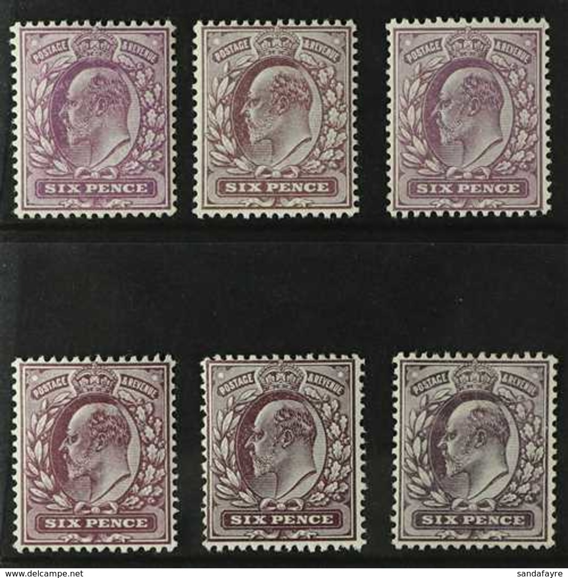 1911-13 KEVII SOMERSET HOUSE SHADES 6d Royal Purple (SG 295), 6d Dull Purple (SG 297), 6d Reddish-purple (SG 298), 6d Ve - Zonder Classificatie